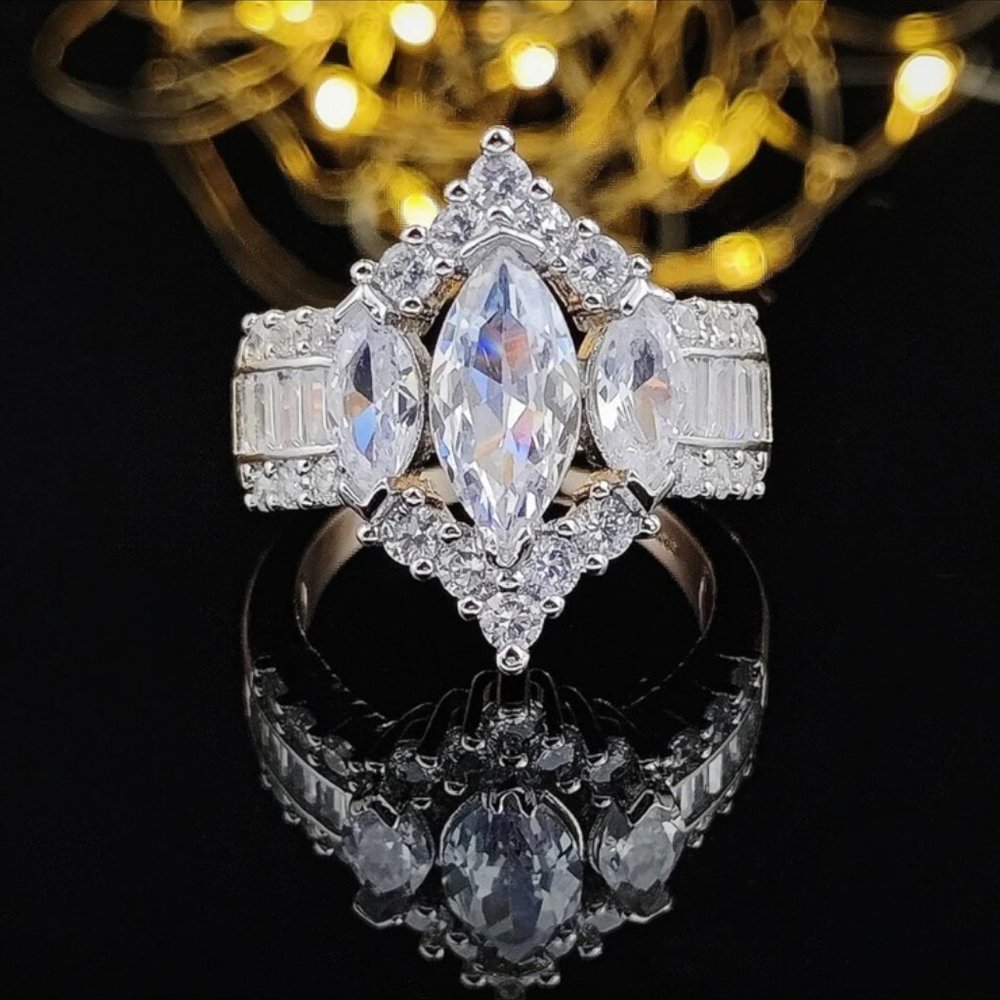 NEW ROSE GOLD DIAMOND S925 STERLING SILVER RING, BEAUTIFUL RING, SHINY RING. - Picture 3 of 6